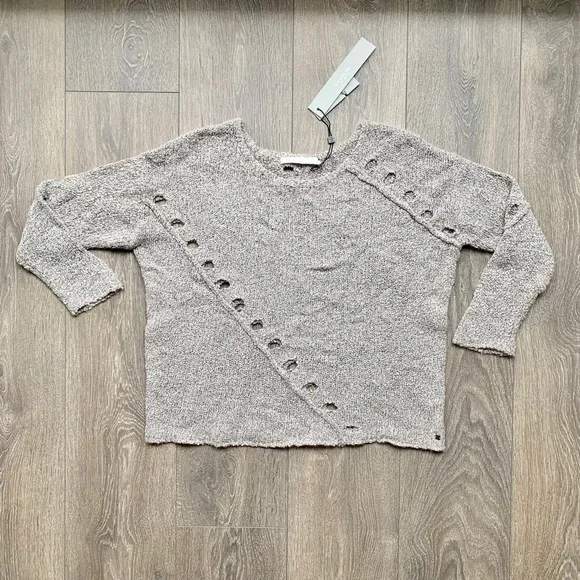 Anthropologie One Grey Day Grace Sweater Merino Wool Knit Marle Heathered XS - Picture 2 of 16